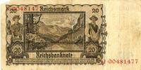 1939, Reichsbanknoten 1924-42 , 20 Reichsmark (��� a)