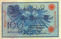 1908, Reichsbanknoten 1876-14 , 100 Mark (��� 1b)